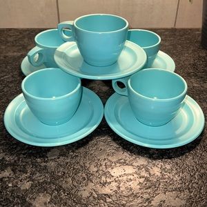 Set of 6 coffee/tea cups and saucers be Watertown. Monterey Melmac. Blue